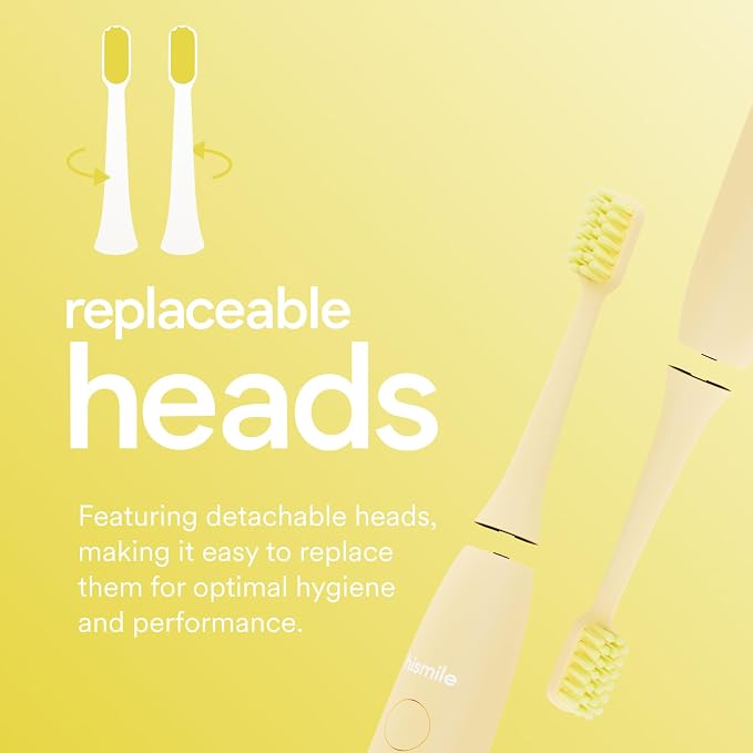 HISMILE Electric Toothbrush, 3 Brushing Modes, Smart Timer, Rechargeable Electric Tooth Brush for Adults and Children, Soft-Tapered Bristles, Mode Memory (Yellow)