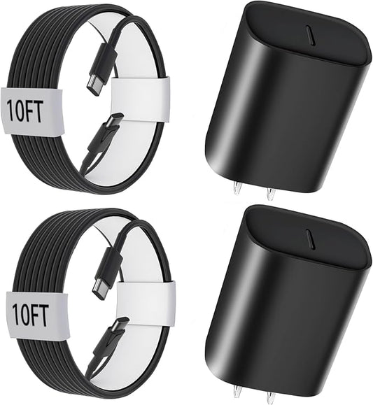 iPhone 17 16 15 Pro Max Charger Fast Charging, 10 FT iPhone 17 Charging Cable Long USB C 10FT Cord with 20W PD Fast iPhone 17 Pro Max Chargers Block for iPhone 17/17 Pro Max/17 Air/16/15 Series, iPad