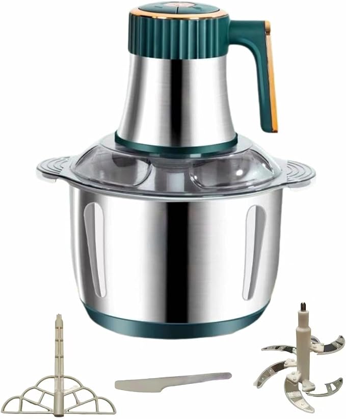 3L Electric Meat Grinder, 300W Food Processor with 5 Speed & 6 Blades, Stainless Steel Food Chopper for Meat Vegetable Garlic Nuts Dough Baby Food, Safety Lock & Overheat Protection