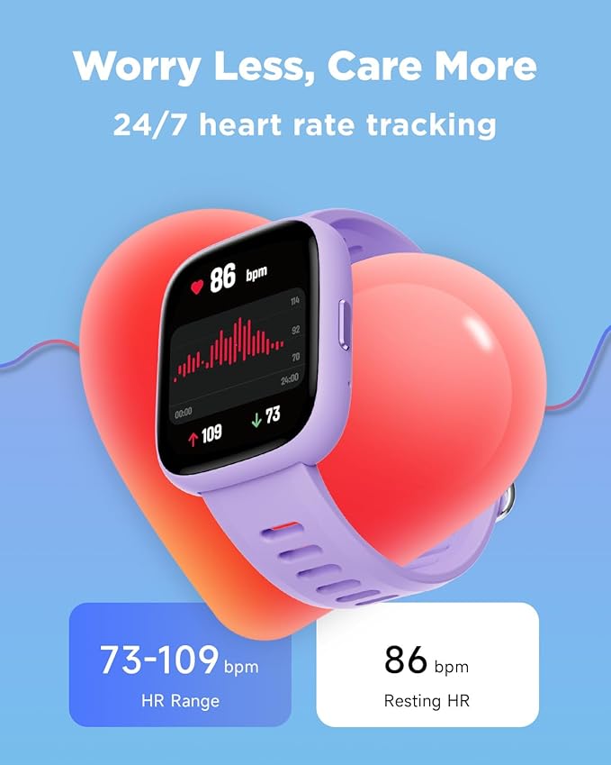 BIGGERFIVE Smart Watch for Kids, 1.8" Fitness Tracker Watch Pedometer, Heart Rate, IP68 Waterproof, Sleep Monitor, Calorie Step Counter, 5 Puzzle Games with/Without APP for Girls Teens 5-16