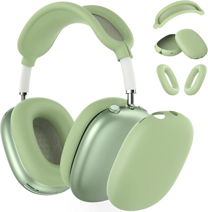 Silicone Case Cover for AirPods Max Headphones,Ear Pad Case Cover/Ear Cups Cover/Headband Cover for AirPods Max 2/1 (2026/2024/2020)(USB-C/Lightning),Silicone Accessories for Apple AirPod Max 2, Green