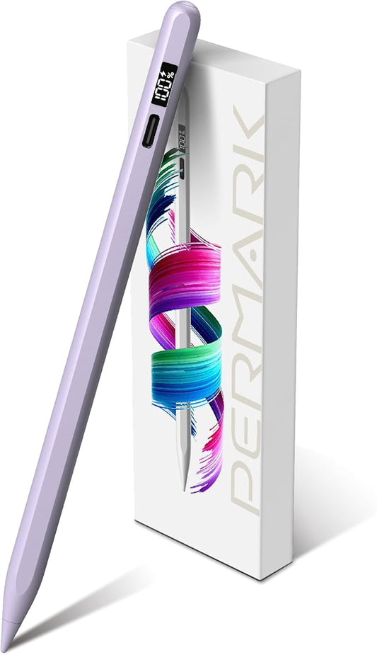 Stylus Pen for iPad 2025-2018 with LED Power Display, 15Mins Fast Charge,Tilt Sensitivity Pencil for iPad 10/9/8/7/6th,11th A16,Air 11/13 M2/M3,Pro 11/13 M4,Pro 12.9",Air 5/4/3,Mini 7/6/5 (Purple)