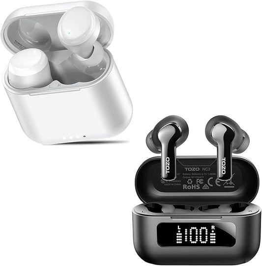 TOZO T6 Wireless Earbuds, IPX8 Waterproof Ear Buds NC3 Hybrid Active Noise Cancelling Wireless Earbuds