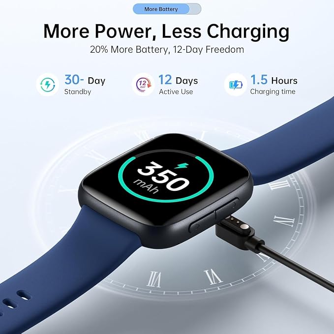 Quican Smart Watches for Men Women, 1.85" HD AMOLED Smart Watchfor iPhone & Android, 12-Day Battery, 3ATM Waterproof,Bluetooth Calls/Messages, Health Monitor, 120+ Sports ModesFitness Watch, 2 Bands