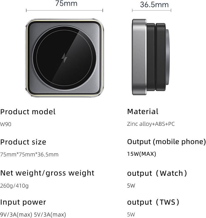 3 in 1 Wireless Charger for iPhone 17 16 15 14 13 12 11 Pro Max Foldable Wireless Charging Station with Night Light for MagSafe Travel Magnetic Charger Stand Fast Charging for AirPods Apple Watch B