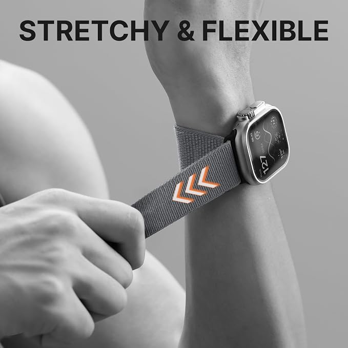 Bandletic Compatible with Apple Watch Band Men, Wide Stretchy Nylon Sport Loop with Magnetic Fidlock V-Buckle for iWatch 49mm(Ultra 3/2/1),46mm(11/10),45mm(9/8/7),44mm(SE3/SE2/SE/6/5/4),42mm(3/2/1)