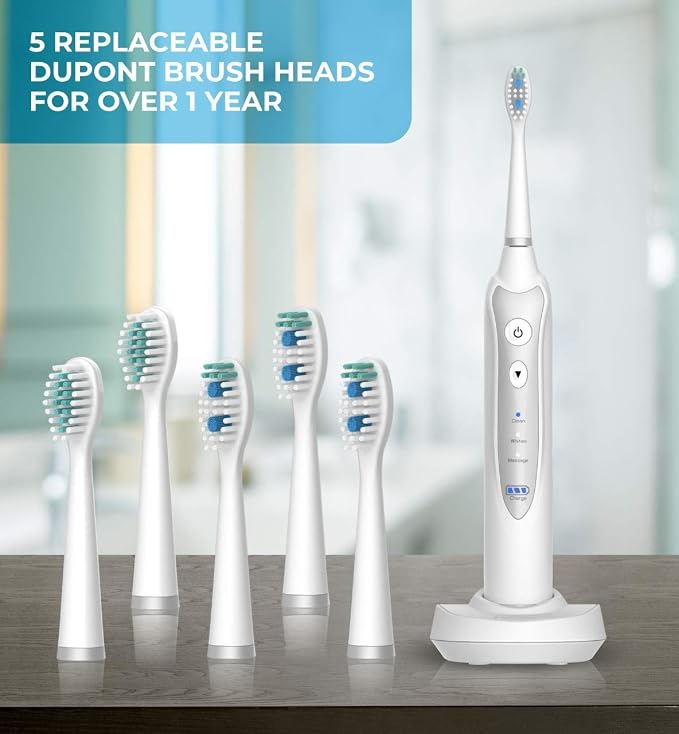 Cordless Water Flosser for Best Cleaning of Teeth Gums Professional Dental Oral Irrigator,Sonic Toothbrush, Electronic Toothbrush with 3 Brushing Modes and Built-in Timer, IPX7 Waterproof, White