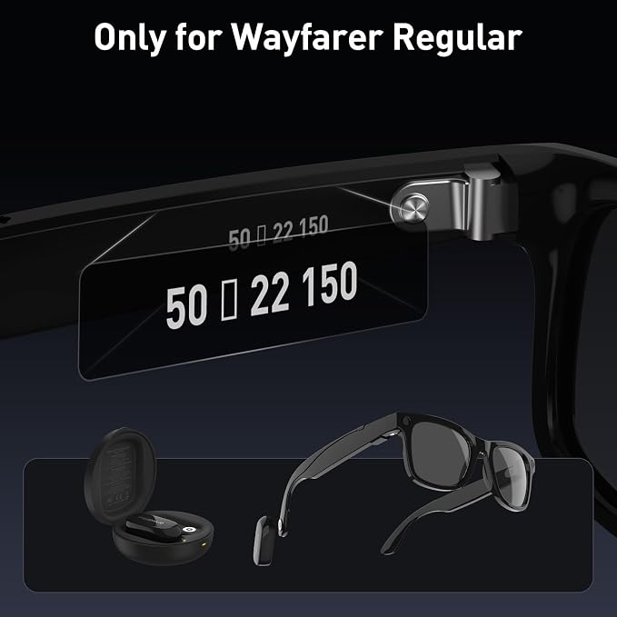Carina C2 Wearable Battery Pack for RayBan Meta Wayfarer Standard 50-22-150 | Wearable Design, Gen1 & Gen2 Support, Portable Mini Power, Extended 14-19h Battery Life