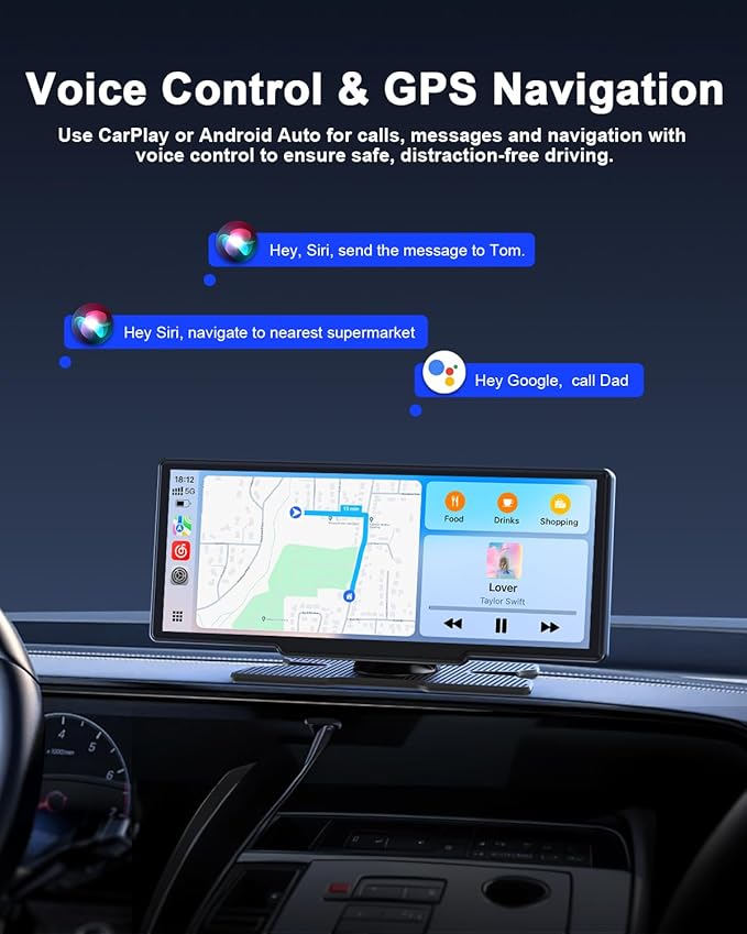 Avylet 8.1'' Wireless Apple Carplay Screen for Car, Android Auto with Backup Camera, Portable Car Stereo Touchscreen with OTA/GPS Navigation/Mirror Link/Voice Control/Bluetooth/AUX/FM/WiFi