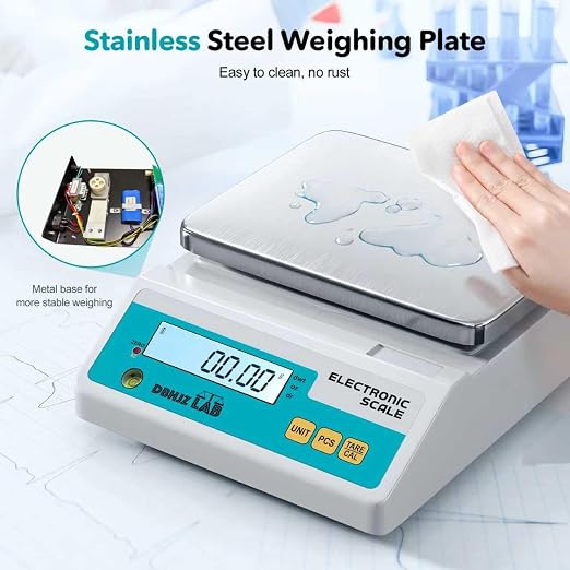 Lab Scale 3000g x 0.01g High Precision Electronic Analytical Balance g/lb/oz/dw/ct/dr Laboratory Scientific Scale with Calibration Weight Dual Power Supply Jewelry Scale