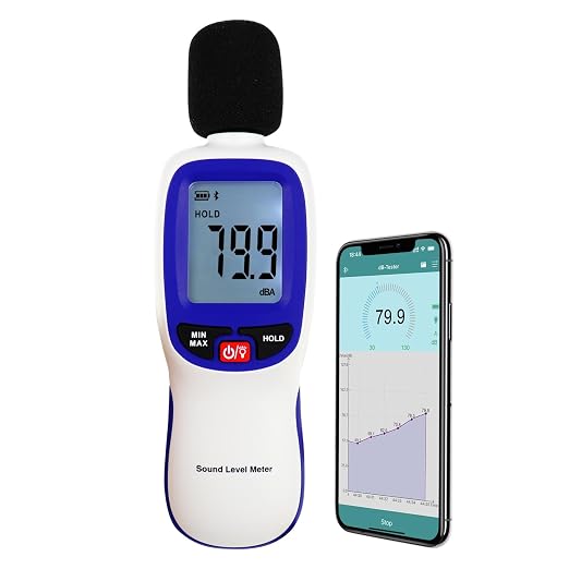 Wireless Decibel Meter, Bluetooth Sound Level Meter with App Data Logging and Alarm- Portable Audio Sound Tester Measures Noise Levels from 30~130dBA Noise Meter for Classroom, Home, Office