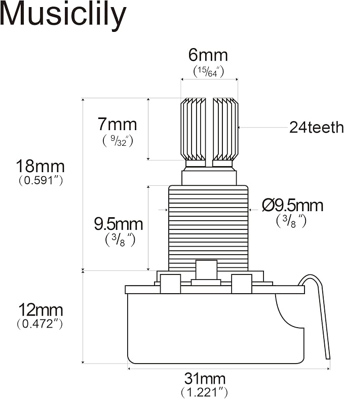 CTS 450 B500K Pots Standard Split Shaft 3/8 Inch 10% Linear Taper Potentiometers for Electric Guitar Bass (Set of 10)