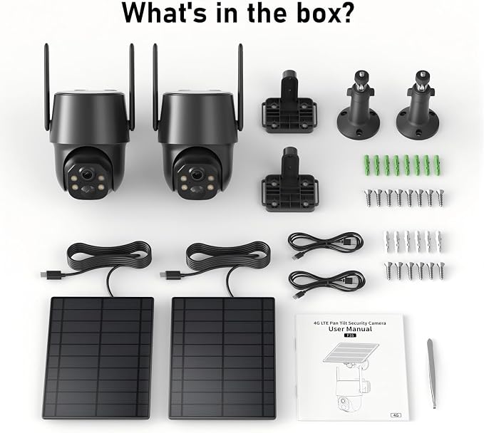 SEHMUA No WiFi Security Camera, 4G LTE Cellular Security Cameras Outdoor Wireless, Built-in SIM Card, Solar Powered, 2K Color Night Vision, 360°View, Instant APP Alerts, IP65