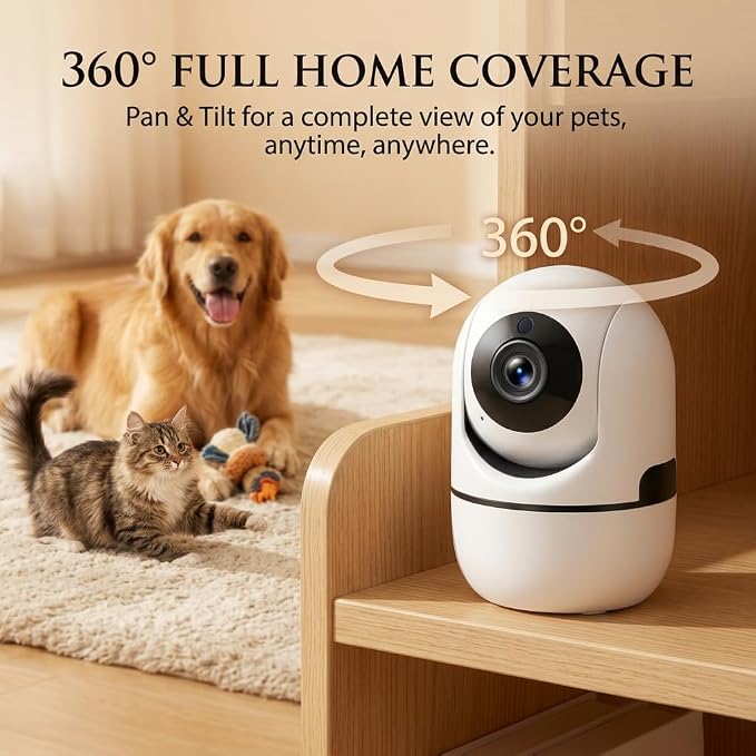 5G Indoor Camera for Home Security, 2K Pet Camera with Phone App, 360° PTZ Indoor Camera for Baby MonitorDog Camera Motion Detection, 2-Way Audio, Night Vision, Cloud&SD Card Storage, Works w/Alexa