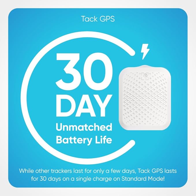 Tack GPS Plus [Lowest Monthly fee| 30 Days Battery Life| FCC Certified] - Child, Kids, Pet, Dog, Cat, Elderly, Alzheimer, Car, Vehicle, Bike, Tracking device. GPS + WiFi Positioning + Indoor Elevation