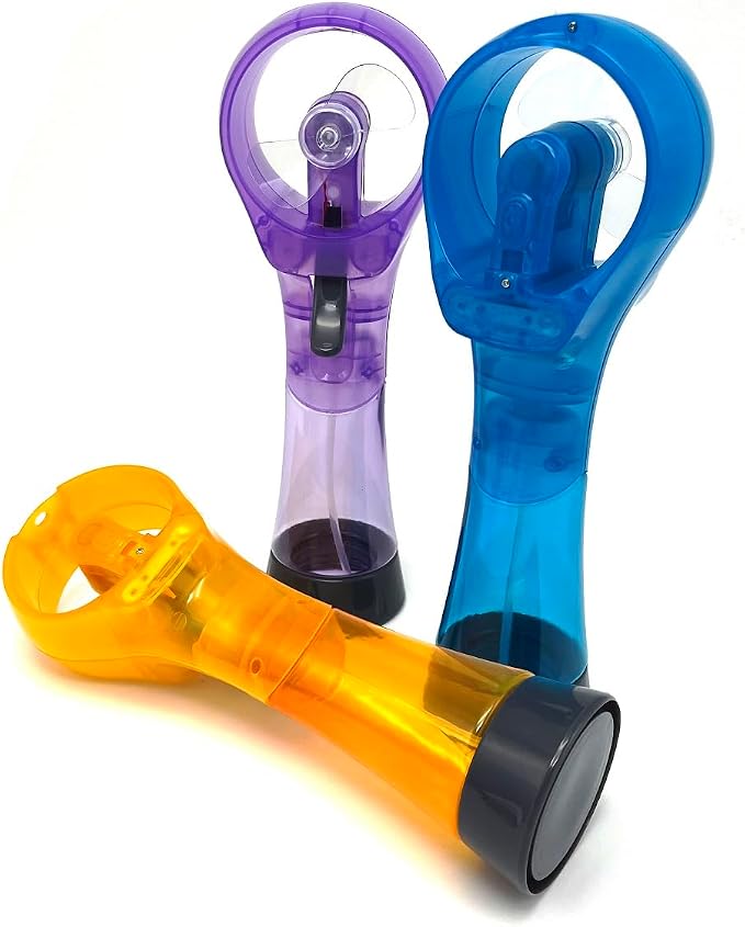 BJPEY Water Misting Fans Portable Personal Handheld Spray Fan Cooling Outdoor Cooler, Pack of 3 (Blue/Purple/Yellow)
