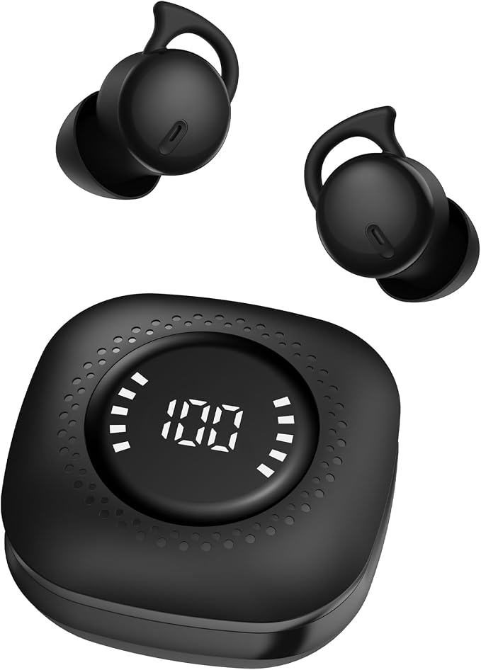 Sleep Earbuds for Side Sleepers, Invisible Bluetooth Earbuds with Noise Blocking, Mini Wireless Sleep Headphones for Sleeping, Snoring Relief, Travel, Study & Relaxation (Black)