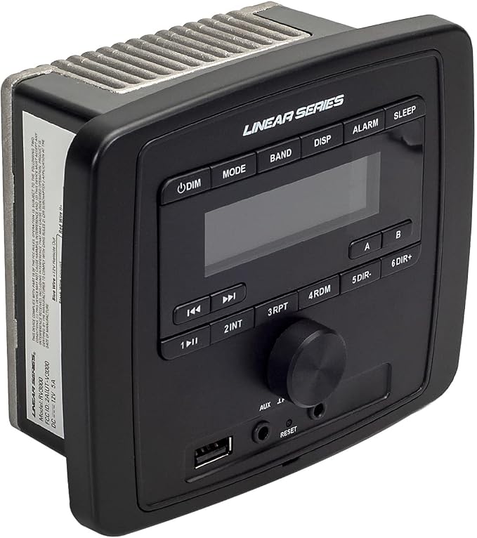 Dual-Zone Multimedia Stereo Receiver with Bluetooth/USB/AUX/AM/FM for RV, Motorcycle, Power Sports, Campers