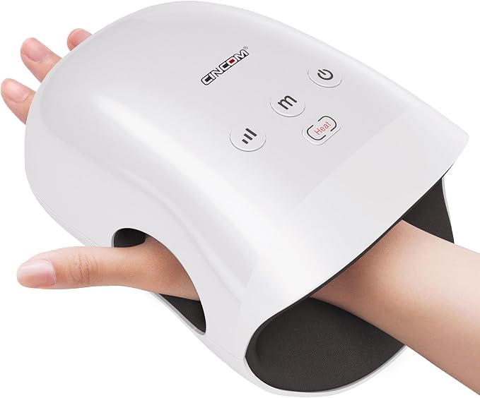 CINCOM Hand Massager with Heat & Compression, Cordless Rechargeable Hand Massager Relaxing Gifts for Women, Mom, Wife(White)