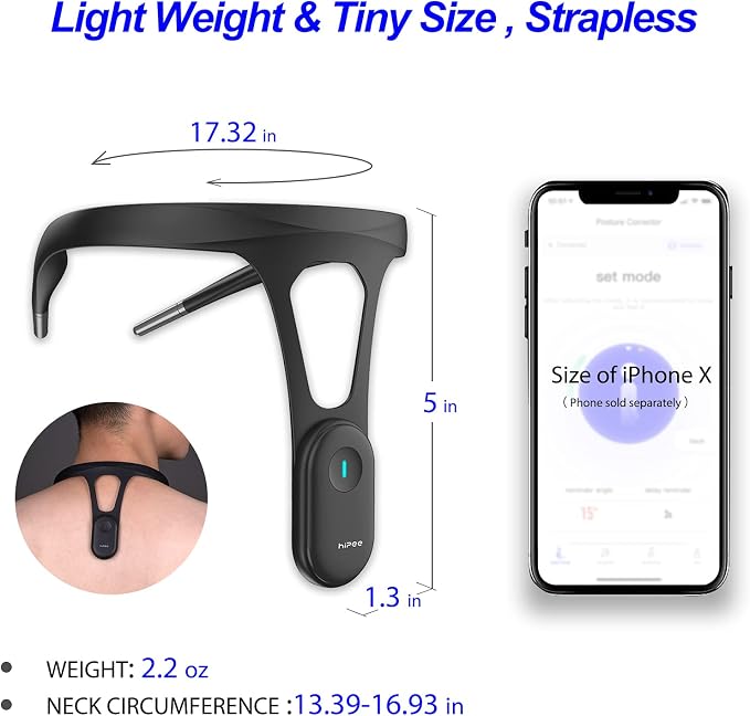 P1 Posture Corrector for Women Men, Strapless Upper Back Brace, Vibration Reminder, Rechargeable, 50H Battery
