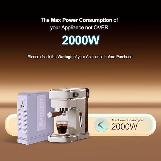 2000W Step Up Transformer 110v to 220v Converter, Heavy Duty Voltage Converter 110v-120v to 220v-240v with Dual Outlets, Overload Protection & Ultra-Quiet for Home Appliances,Light Purple