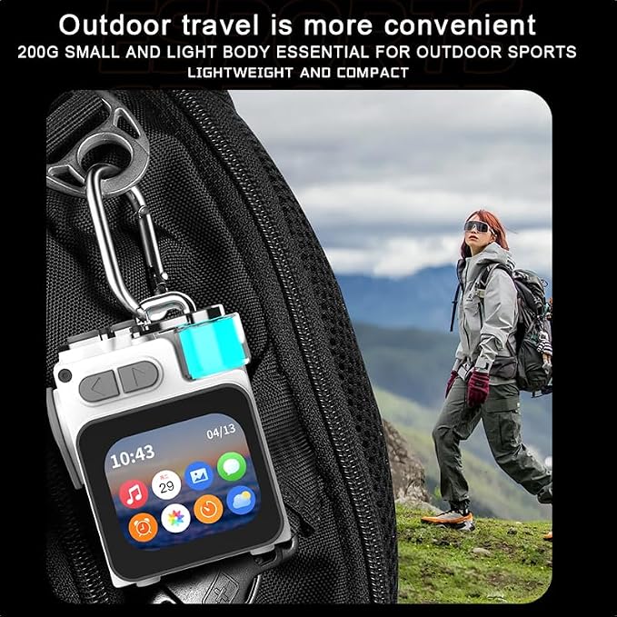 Wireless Bluetooth Speaker Mini, 2-Inch Screen RGB Subwoofer, Small Speaker Portable with Alarm Clock, Weather, Calendar,6H Battery, Metal Pendant Waterproof Large Hd Sound Pocket Stereo