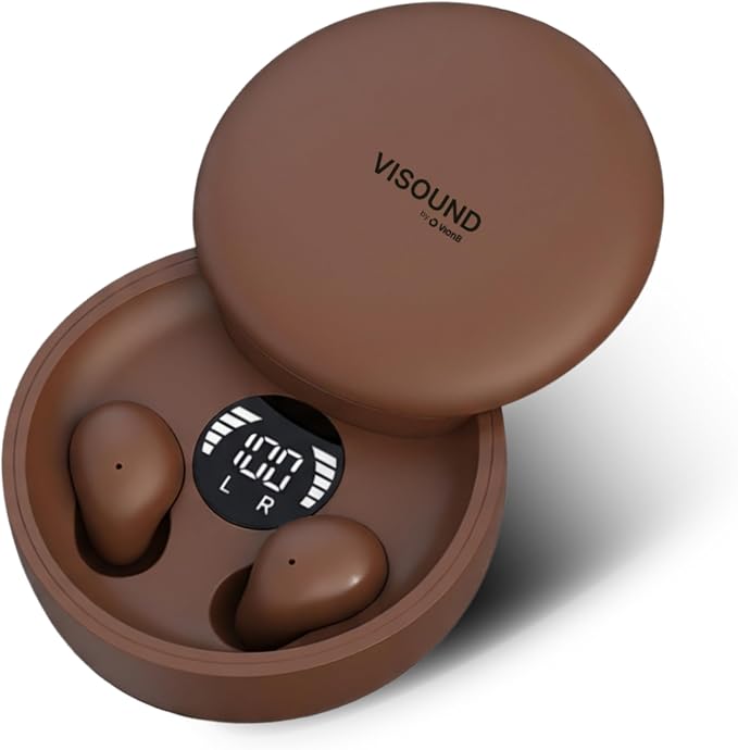 Air Skin Tones Invisible Earbuds for Small Ears - Wireless Bluetooth 5.4, Skin-Matching Mini Stemless Ear Buds, IPX5 Waterproof, ENC Noise Cancelling (Warm Cocoa)