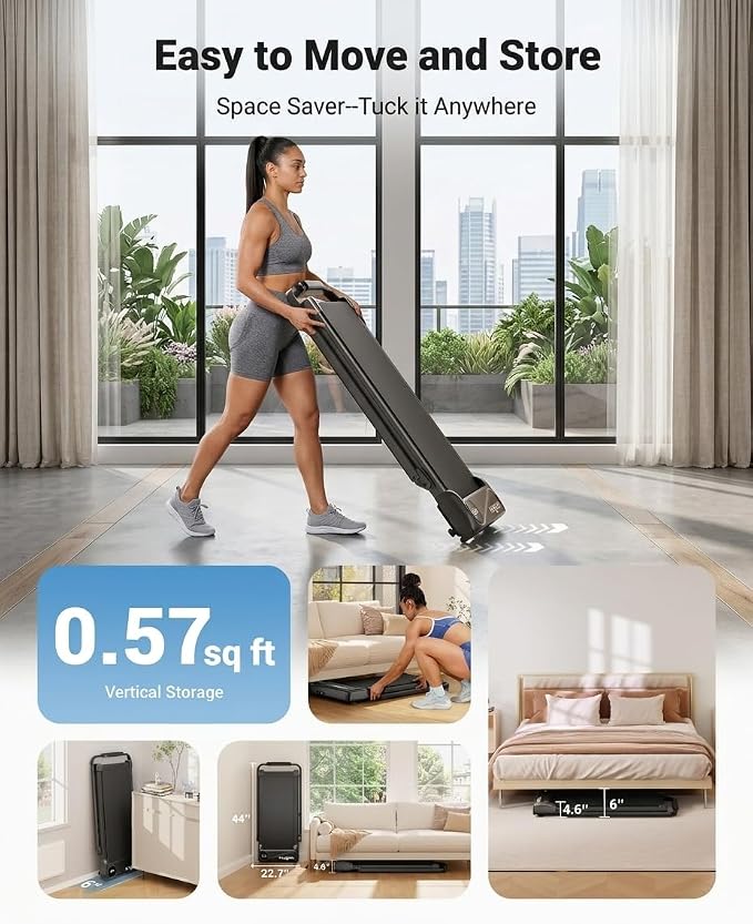 THERUN Walking Pad with Handle Bar, Walking Pad Treadmill for Home, Compact Treadmills with APP, Under Desk Treadmill with 10% Manual Incline, Portable Treadmill with Quiet Core