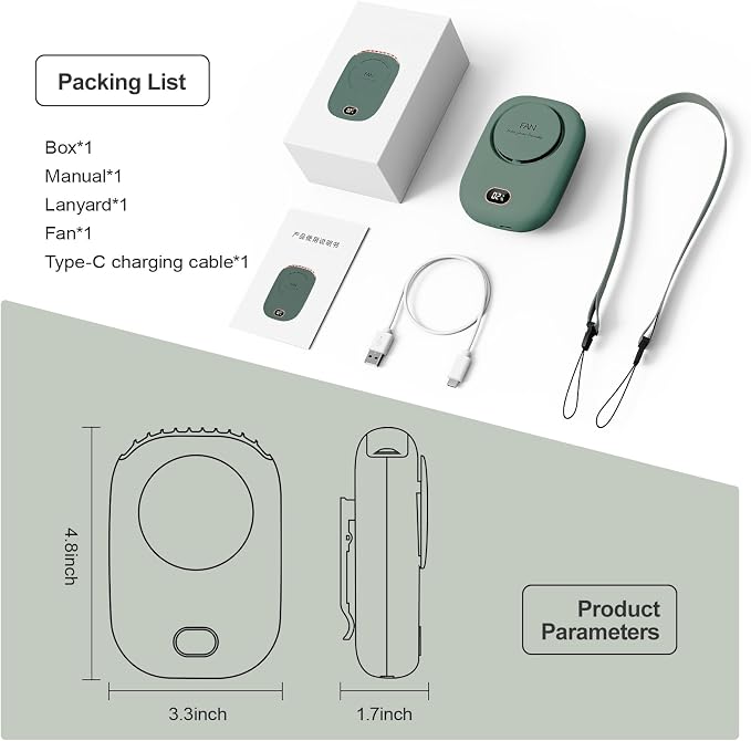 3 Pack Portable Neck Fan, Hanging Neck Fan Hands Free with Adjustable Lanyard and Bracket, USB Rechargeable Bladeless Mini Fans Portable(White+Pink+Green)