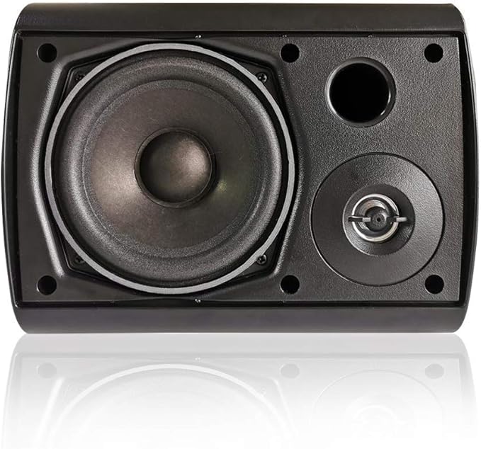 Herdio 5.25 Inch Indoor Outdoor Bluetooth Speakers Patio Waterproof Wired Wall Mount System 300 Watts (Black)