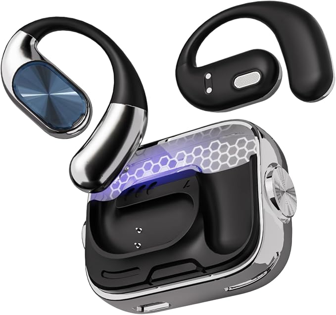 Open Ear Earbuds,Open Ear Headphones Wireless Bluetooth 6.0,Powerful Sound,60H Playtime,IPX5 Waterproof,Rotatable Design,Sport Earbuds for Running & Fitness