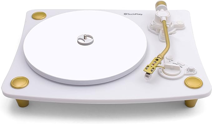 TechPlay Ghost, 2 Speed Belt Driven Turntable with Bluetooth Broadcast. Connects to Your Bluetooth Speakers wirelessly. (White)