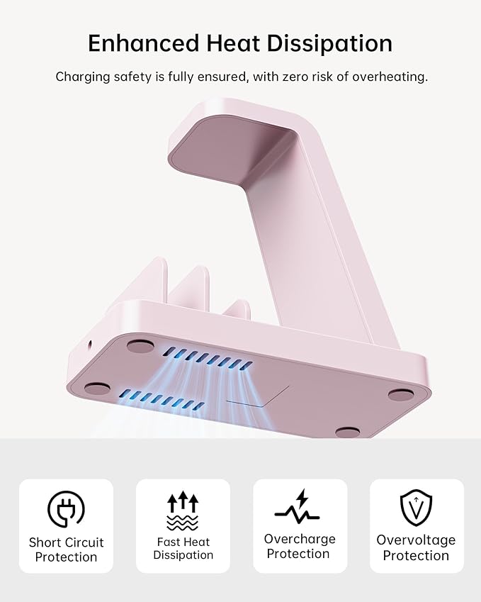 Wireless Charger for Samsung: 5 in 1 Samsung Wireless Charging Station for Galaxy S26Ultra/S25/S24, Charger Dock Stand for Galaxy Watch8/7/6/5, Android Charging Station for All USB-C Buds, Pink