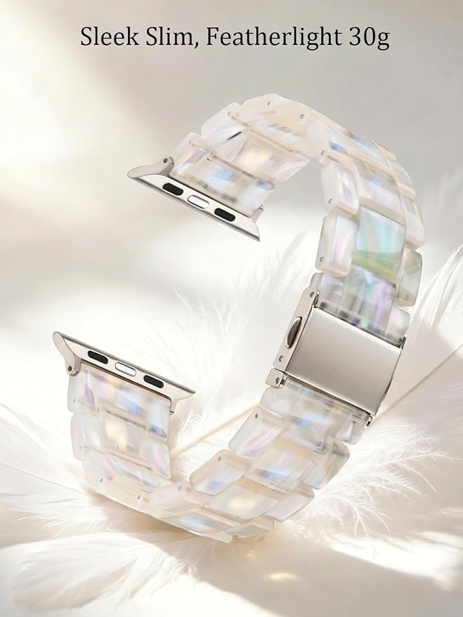 V-MORO Resin Bands Compatible with Apple Watch Series 8/9/10/11 Band 45mm/46mm Metal Buckle Fashion Jewelry iwatch Strap Women Bracelet for Series 7/SE/6/5/4/3/2/1/SE/SE 2(Aurora,42mm/44mm/45m/46/49mm
