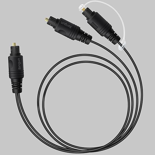 1x2 Digital Audio Splitter Cable, Toslink Digital Fiber Optic Audio Splitter 1 Male Input 2 Male Output (for Home Theatre, Xbox, PS5/PS4), 3ft