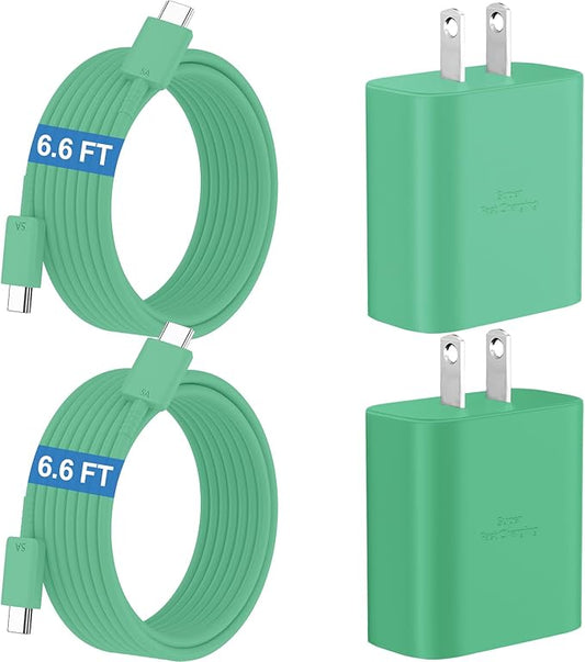 45W Super Fast Charger USB C Android Phone Type C Charger Fast Charging Block with 6.6FT Cord for Samsung Galaxy S26/S26 Ultra/S26+/S25 Ultra/S25/S24 Ultra/S24/S23 Ultra/S22/S21/S20/Note 10, Green