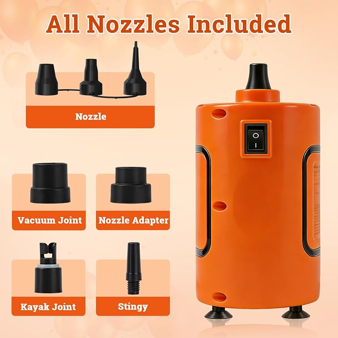 Balloon Pump Electric, Portable Balloons Inflator Air Pump, 110V Small Electric Balloons Blower Machine Corded for Latex Foil Balloon Arch Garland Party Decorations Supplies(Orange)