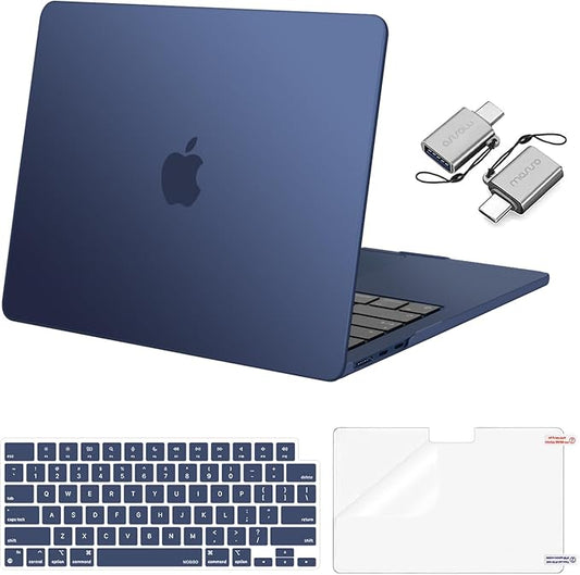 MOSISO Compatible with MacBook Air 13 inch Case M5 2026 M4 2025 M3 M2 2024-2022 A3449 A3240 A3113 A2681, Hard Shell&Keyboard Cover&Screen Film&Type C for MacBook Air 13.6 inch Case, Midnight