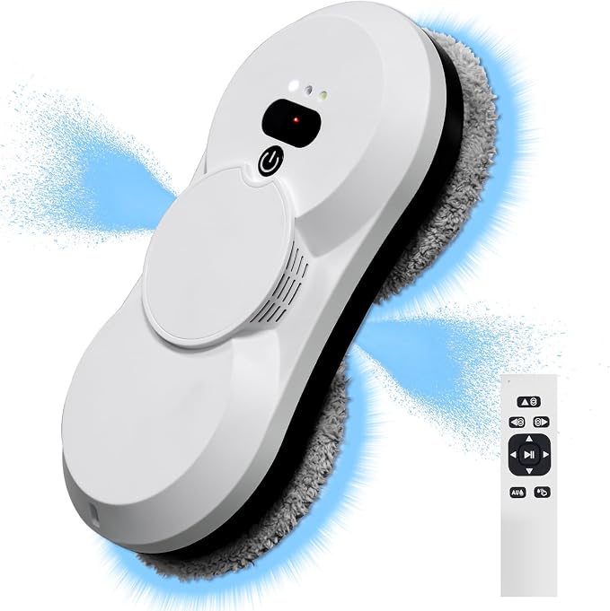 Window Cleaner Robot with Ultrasonic 5600PA Auto Water Glass Cleaning Automatic Smart Robot Cleaner, Remote Control Window Vacuum Cleaner (Two-Way)