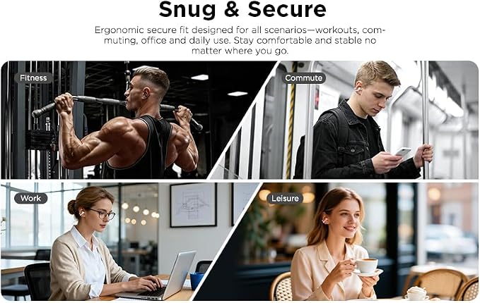 Lenovo Open Ear Clip On Earbuds X500 Bluetooth 6.0 Wireless Earbuds with 11 mm Drivers, Open Ear Ergonomic Design, Dual Device Connectivity, Built in Mic, Fast Charge, Black
