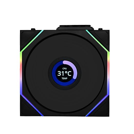 Lian Li UNI Fan TL LCD Wireless 120-Single Pack (Reverse Blade)-2.4 GHz Wireless Signal ARGB Fan-Infinity Mirror-Daisy-Chain-Syncing Lighting-Controller NOT Included & Required - Black (12RTLLCD1W1B)