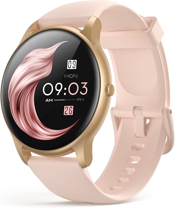 AGPTEK Smart Watch for Women, 5ATM Waterproof Smartwatch for Android and iOS Phones, Fitness Tracker Watch with 100+ Sports Modes, Heart Rate Monitor Pedometer Sleep Monitor, Pink | for Android and iOS Phones, Fitness Tracker Watch with Heart Rate Moni...