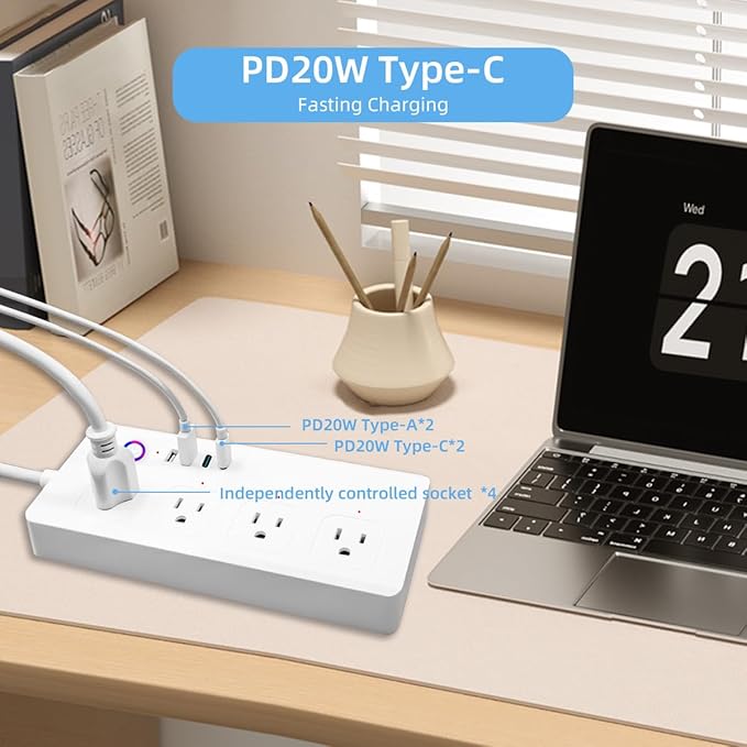 Smart Power Strip, UseeLink ZigBee Surge Protector,White