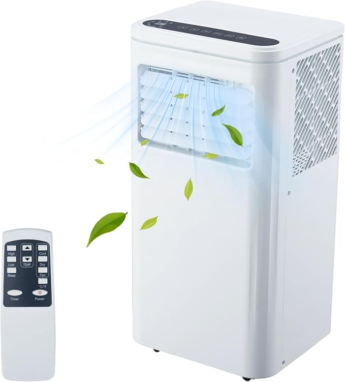 10000 BTU Portable Air Conditioner, Cools Rooms up to 450 Sq.Ft. for Bedroom, 3-in-1 AC Unit with Dehumidifier & Fan Modes, LED Display, Remote Control & Window Kit for Home, Office, Apartment