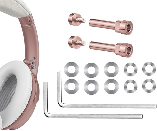 SOULWIT Metal Swivel Pins Replacement Parts Kit for Bose QuietComfort 35/QC35/QC35 II/QC45/QuietComfort SE (QC SE)/Quiet Comfort Wireless Headphones, Hinge Screws Accessories and Gasket - Rose Gold