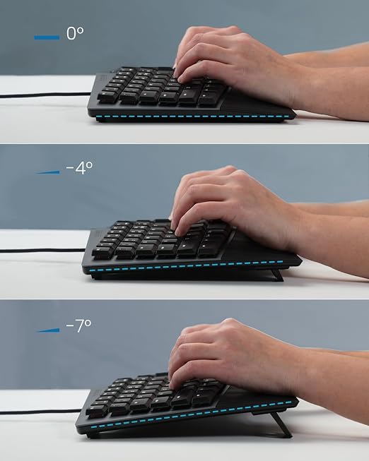 Perixx PERIBOARD-535BR [Firmware Updated] Wired Ergonomic Mechanical Keyboard - Full-Size - Low-Profile Brown Tactile Switches - NKRO Anti-Ghosting - Compatible with Windows and macOS