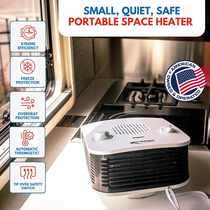 Xtreme Heaters Boat, Cabin & RV Heater | Overheat Protection, Tip-Over Protection, Portable | Boat Heater, Heat RV Bay (White)