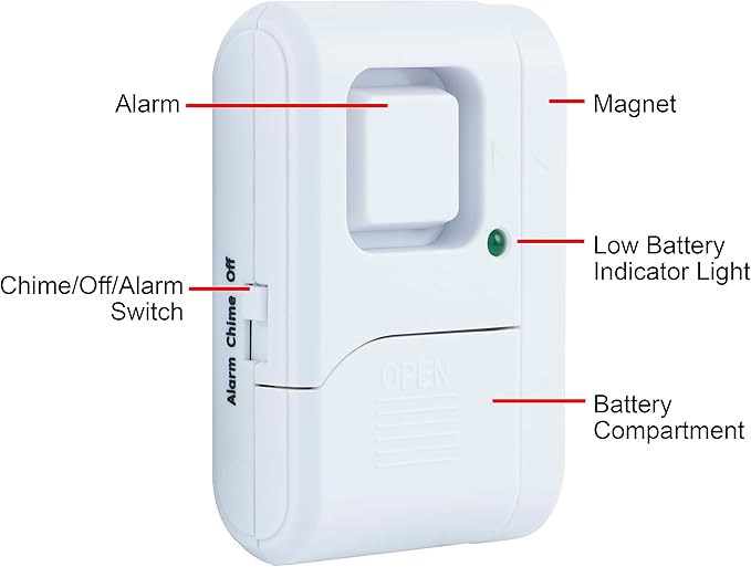 UltraPro Personal Security Window and Door Alarm, 1 Pack, DIY Protection, Burglar Alert, Wireless Chime/Alarm, Easy Installation, Home Security, Ideal for Home, Garage, Apartment, White, 56789