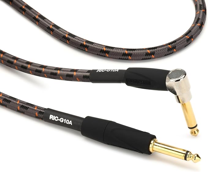 Roland Gold Series Instrument Cable, Angled/Straight 1/4-Inch Jack, 10-Feet
