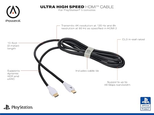 PowerA Ultra High Speed HDMI Cable for PlayStation 5, Cable, HDMI 2.1, PS5, Officially Licensed